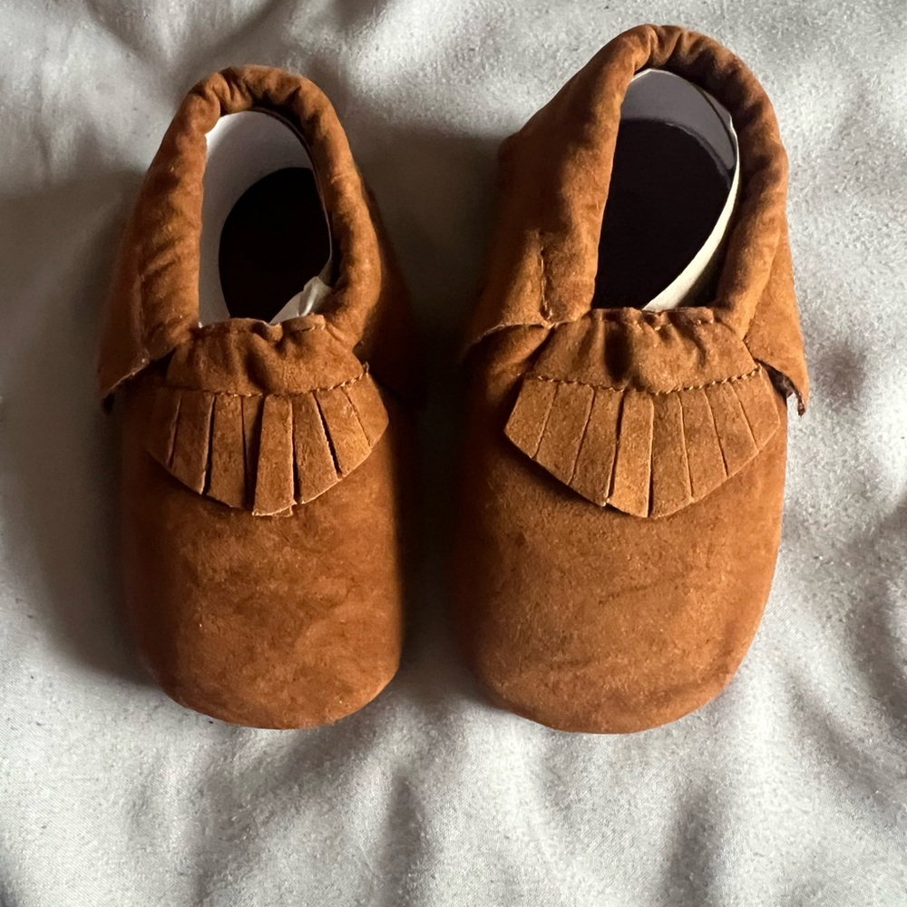 Brown Fringe Moccasins with Soft Suede